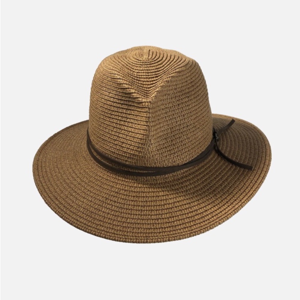 Goodfellow & Co Paper Straw Hat mens sz M Wide Brim Leather Strap Band
